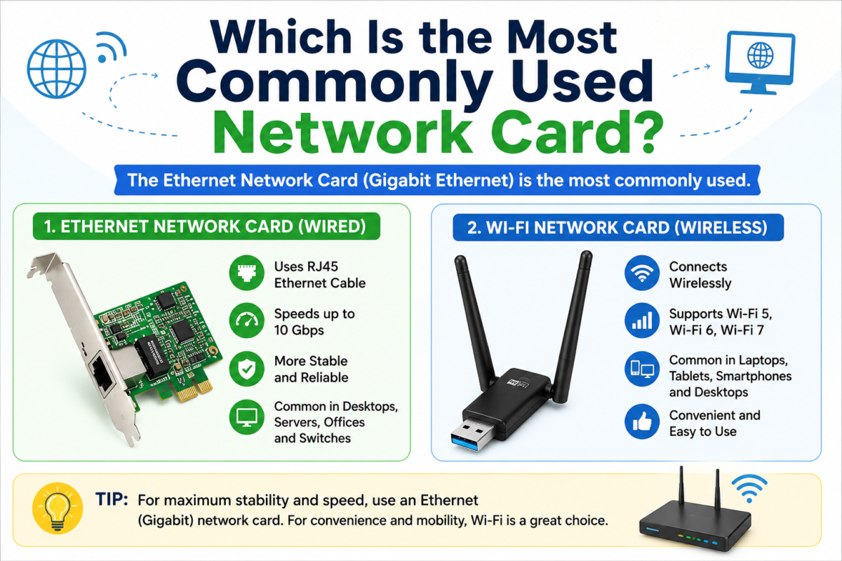 Which Is the Most Commonly Used Network Card?